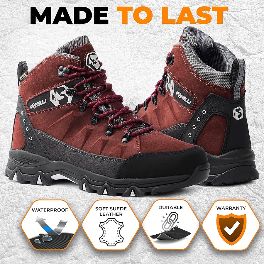 Amazon.com | Foxelli Men's Hiking Boots – Waterproof Breathable